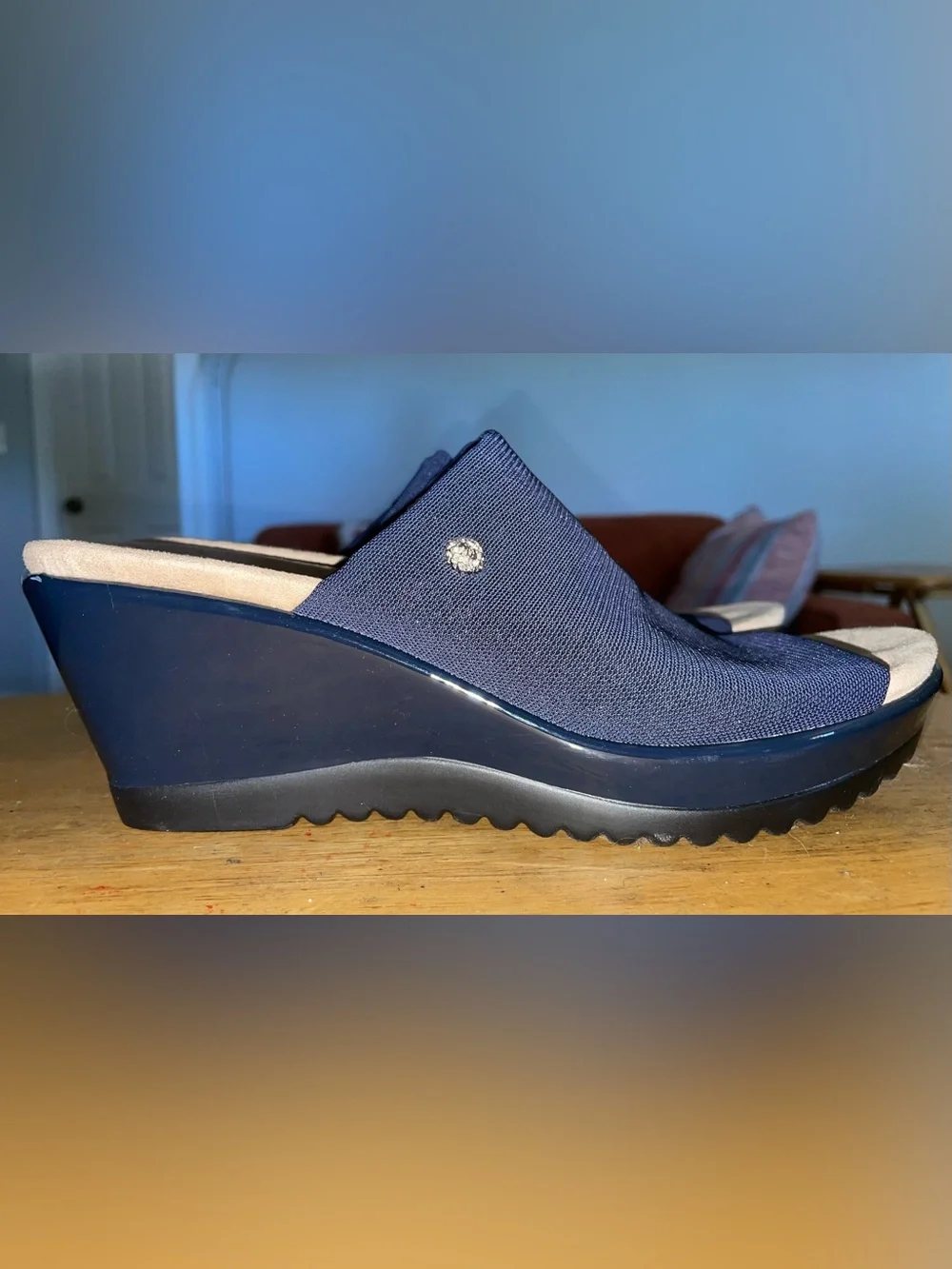 Anne Klein Flex slide wedge in Navy Blue | Size 9.5 M